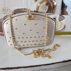 Elegant Cream and Gold Studded Women's Bag